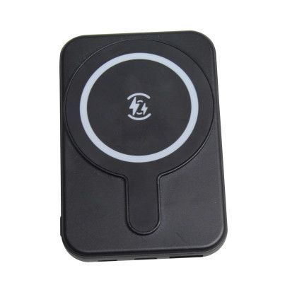 Custom Magnetic Magsafe Wireless Power Bank (5000mAh) - Black Front View