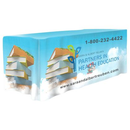 Custom Omaha OS 8" 4-Sided Fitted Style Table Covers All Over Full Color Dye Sublimation Imprint - Fits 8 ft Table - Side View