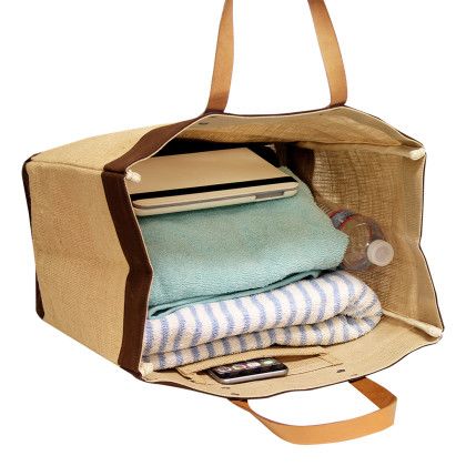 Custom Kona Jute Tote - Natural/Brown Inside View Custom Kona Jute Tote - Natural/Brown Inside View
