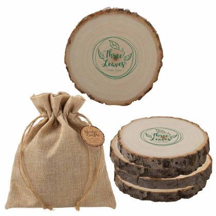 Custom Woodlands Coaster Set - Natural