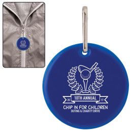 Custom Round Reflective Zipper Pulls - Blue