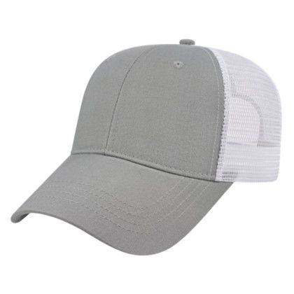 Custom X-tra Value Trucker Mesh Back Cap - Faux Leather Applique - Gray/White