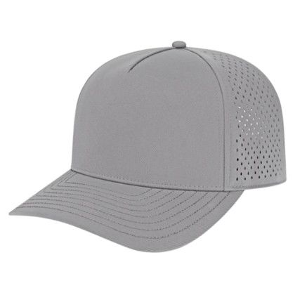 Custom Premium Water-Resistant Perforated Cap - Genuine Leather Applique - Silver