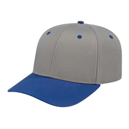 Custom Original Poly/Cotton Snap Back Cap - Faux Leather Applique - Silver/Royal - Youth