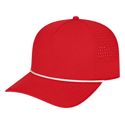 Custom Summit Perforated Cap with Rope - Genuine Leather Applique - Loden/White