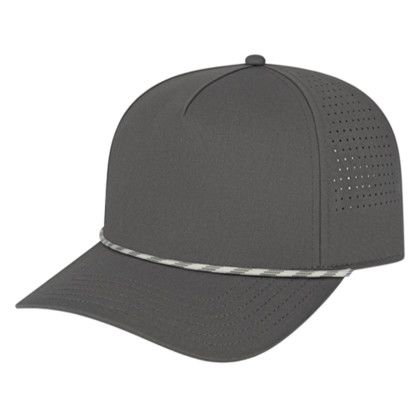 Custom Summit Perforated Cap with Rope - Faux Leather Applique - Charcoal Rope