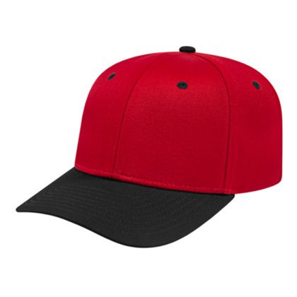 Custom Original Poly/Cotton Snap Back Cap - Faux Leather Applique - Red/black - Youth