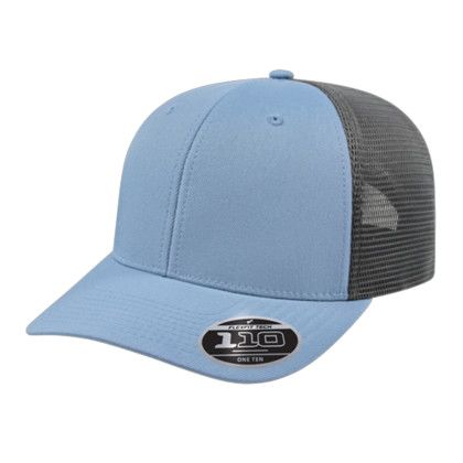 Custom Flexfit 110 Premium Trucker Mesh Back Cap - Genuine Leather Applique - Allure/Graphite