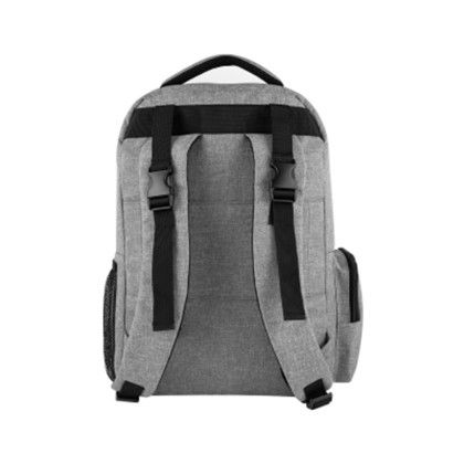 Custom Milo RPET Diaper Backpack - Heather gray Back View Custom Milo RPET Diaper Backpack - Heather gray Back View