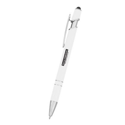 Custom Roslin Incline Stylus Blue Ink RABS Pen - White Custom Roslin Incline Stylus Blue Ink RABS Pen - White