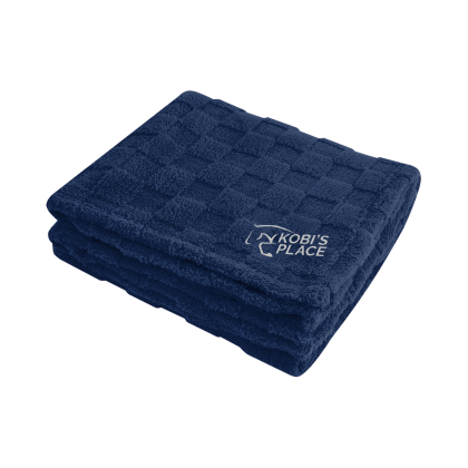 Custom RPET Checkered Sherpa Blanket - Navy 