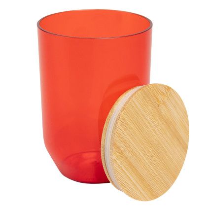 Custom 12 oz. Montrose RPET Wine Tumbler With Bamboo Lid - Translucent Red Open View