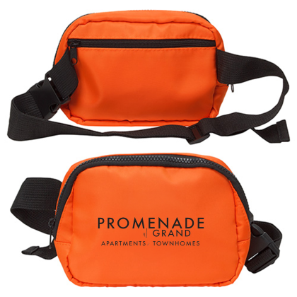 Custom Atlas Polyester Belt Bag - Orange 