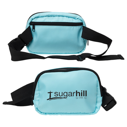 Custom Atlas Polyester Belt Bag - Seafoam Blue 