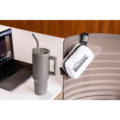 Custom EcoChic Recycled Belt Bag & Bottle Bag - White Front View