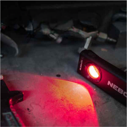 Custom Nebo Slim+ 1200 Rechargeable Pocket Light - Black Red COB mode 