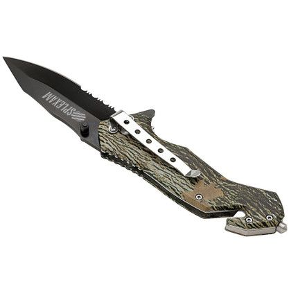 Custom Nutwood Camo Rescue Knife - Camouflage Open Back View