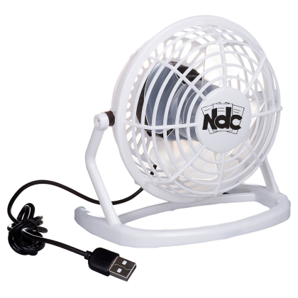 Custom USB Powered Desk Fan - White Side View