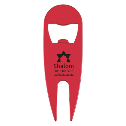 Custom Lightweight Divot Tool Bottle Opener  - Red