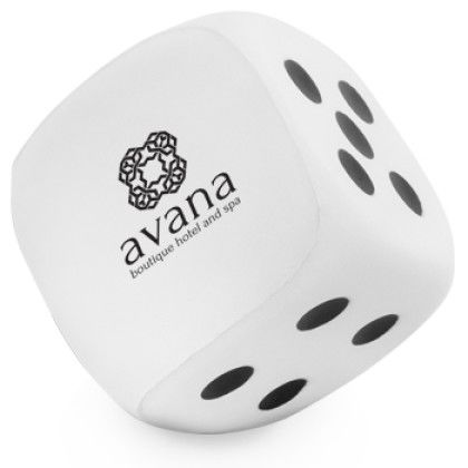 Custom Dice Shaped Stress Balls - White