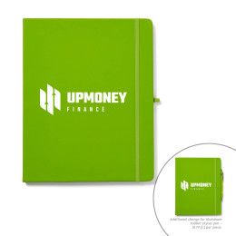Custom 8" X 10" Soft Touch Journal With Pen Loop - Lime Green