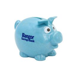 Promotional Wheat Piggy Bank - Blue