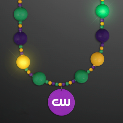 Custom Mardi Gras party ball necklace - Purple/Green/Gold 