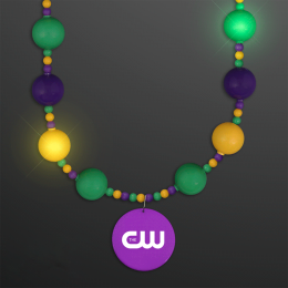 Custom Mardi Gras party ball necklace - Purple/Green/Gold 