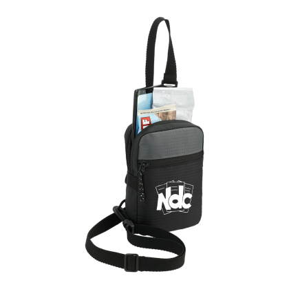 Custom NBN Trailhead Recycled Crossbody Pouch - Black With Gray In Use Custom NBN Trailhead Recycled Crossbody Pouch - Black With Gray In Use