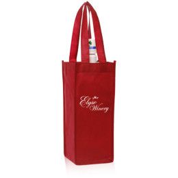 Custom Non Woven Vineyard One Bottle Wine Bags - Burgundy