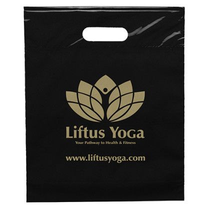 Custom Die Cut Handle Bag - 12 x 15 x 3 - Black