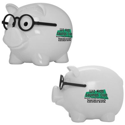 Custom Smart Saver Piggy Bank - White
