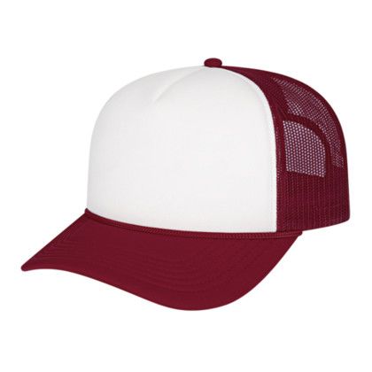 Custom Retro Foamie Trucker - Genuine Leather Applique - White/burgundy Custom Retro Foamie Trucker - Genuine Leather Applique - White/burgundy