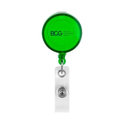 Custom Round Retractable Badge Holder - 30" - Translucent green