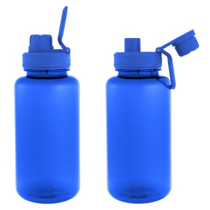 Custom 34 oz. Jessie RPET Bottle - Translucent Blue Front View