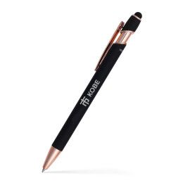 Lexi Stylus Satin Soft Touch Gel Click Pen - Rose Gold (Recycled Aluminum) - Black 