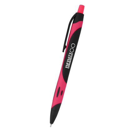 Custom Sleek Write Two-Tone Rubberized Pen - Black with Pink