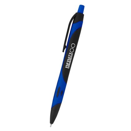Custom Sleek Write Two-Tone Rubberized Pen - Black with blue