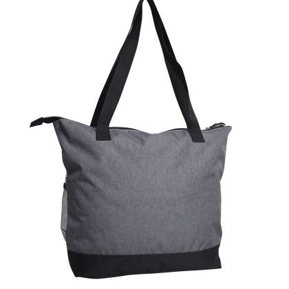 Custom Coral RPET Zip Tote - Grey Side View