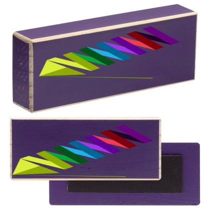 Custom Wood Block Magnet - Full Color - Purple 