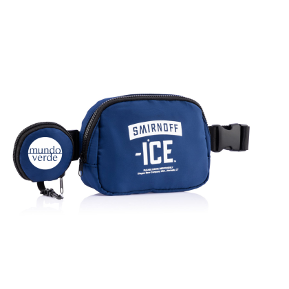 Custom EcoChic Recycled Belt Bag & Bottle Bag - Navy Blue Side View