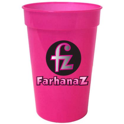 Custom Stadium Cups 17 oz - Full Four Color Process - neon pink Custom Stadium Cups 17 oz - Full Four Color Process - neon pink