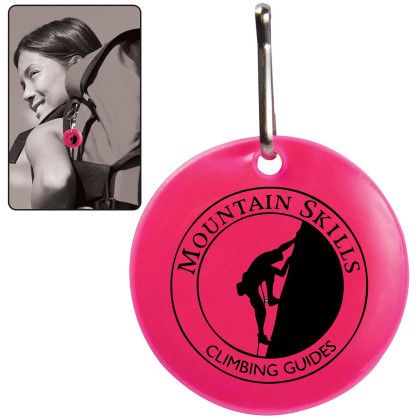 Custom Round Reflective Zipper Pulls - Neon Pink 