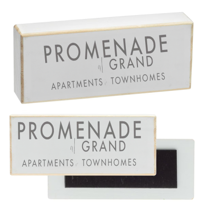 Custom Wood Block Magnet - Laser Engraved - White