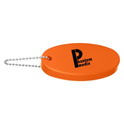 Custom Oval Floating Foam Key Chain - Orange