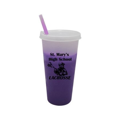 Printed 26 oz Mood Tumbler With Lid And Straw- Frosted to Purple
