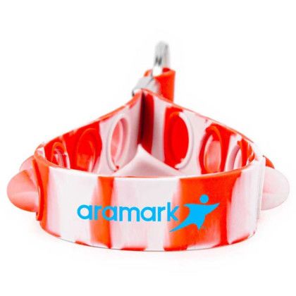 Imprinted Logo Popper Stress Reliever Key Chain - Red Swirl