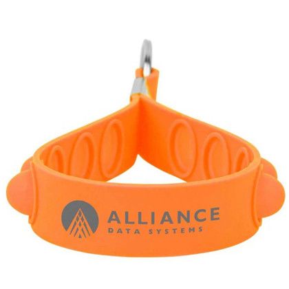 Imprinted Logo Popper Stress Reliever Key Chain - Orange 