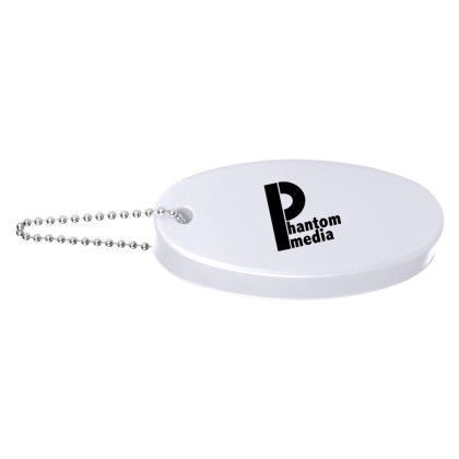 Custom Oval Floating Foam Key Chain - White
