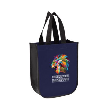 Custom Matte Laminated Designer Tote Bag - Full Color - Navy Custom Matte Laminated Designer Tote Bag - Full Color - Navy
